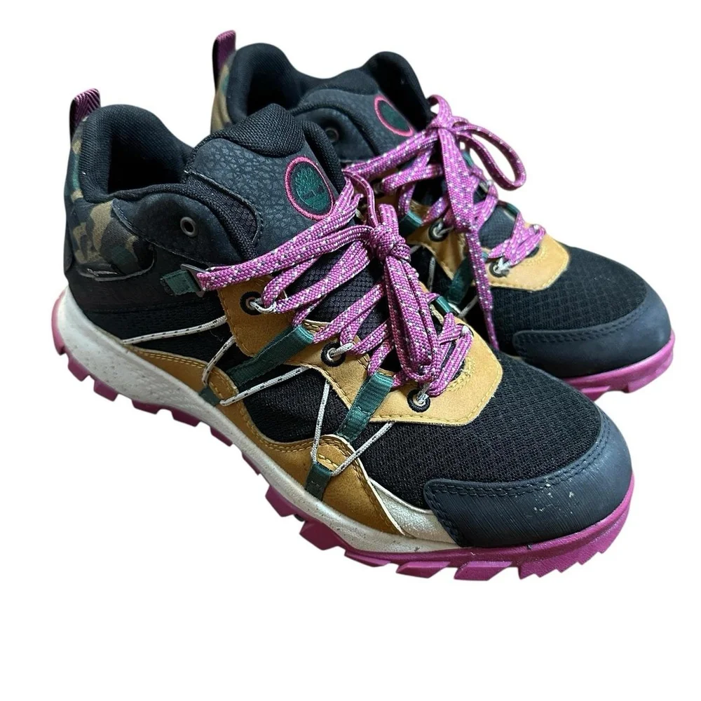 Timberland Women's Black and Pink Hiking Shoes - Picture 2 of 13